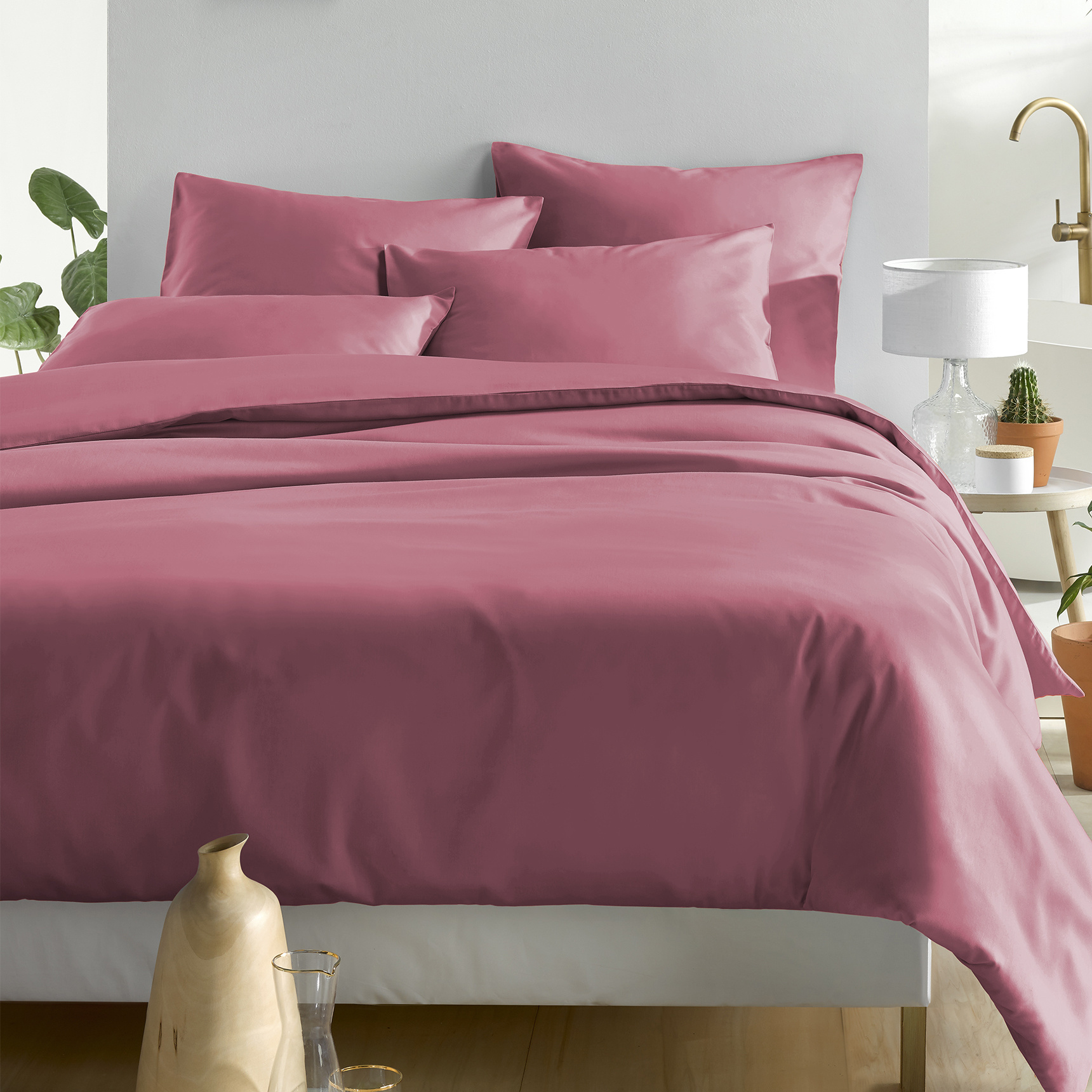 De Witte Lietaer Duvet cover Cotton Satin Olivia - Lits Jumeaux - 240 x 220 cm - Pink