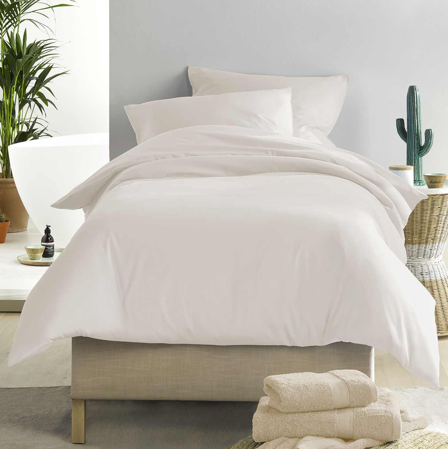 De Witte Lietaer Duvet cover Cotton Satin Olivia - Single - 140 x 200/220 cm - Beige