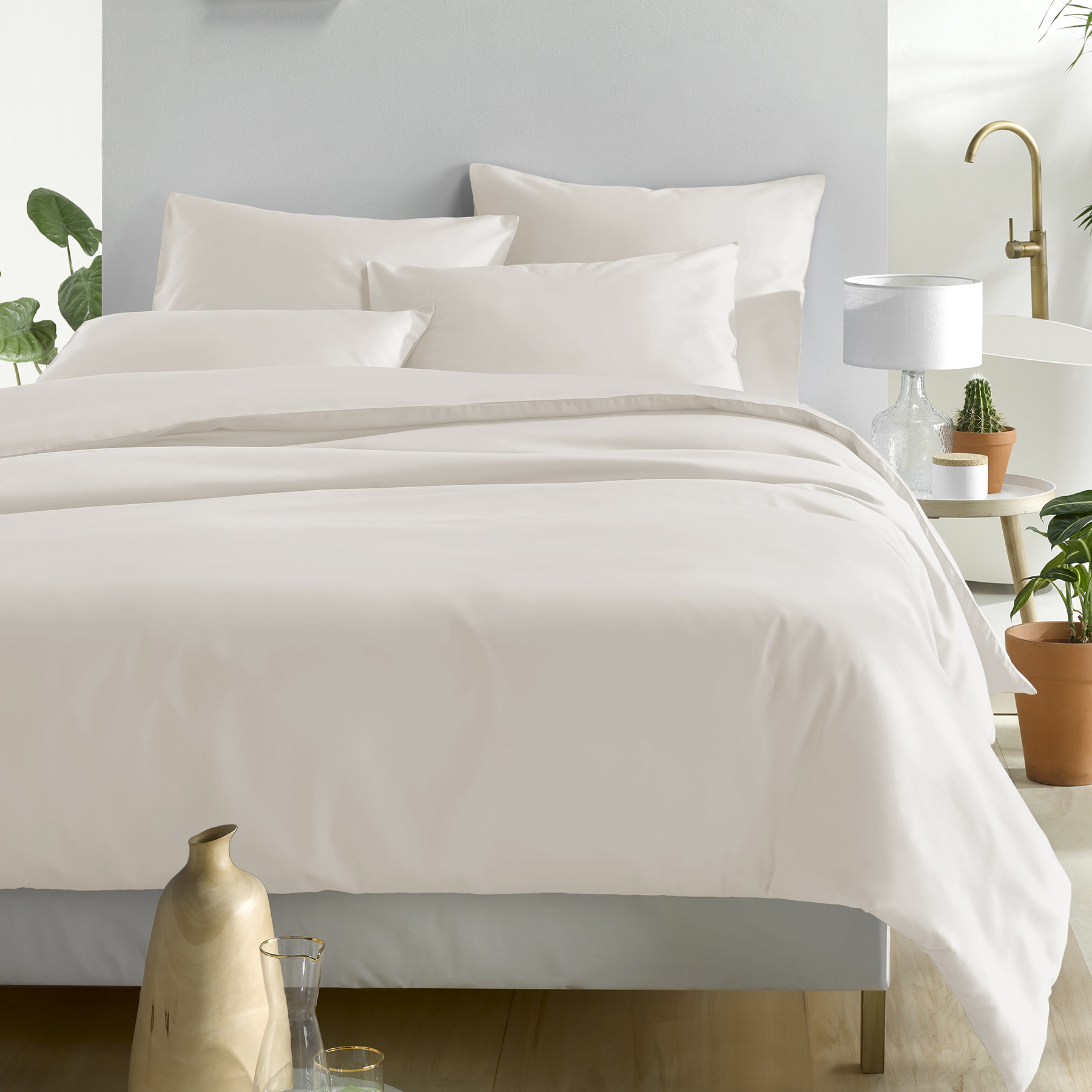 De Witte Lietaer Duvet cover Cotton Satin Olivia - Lits Jumeaux - 240 x 220 cm - Beige