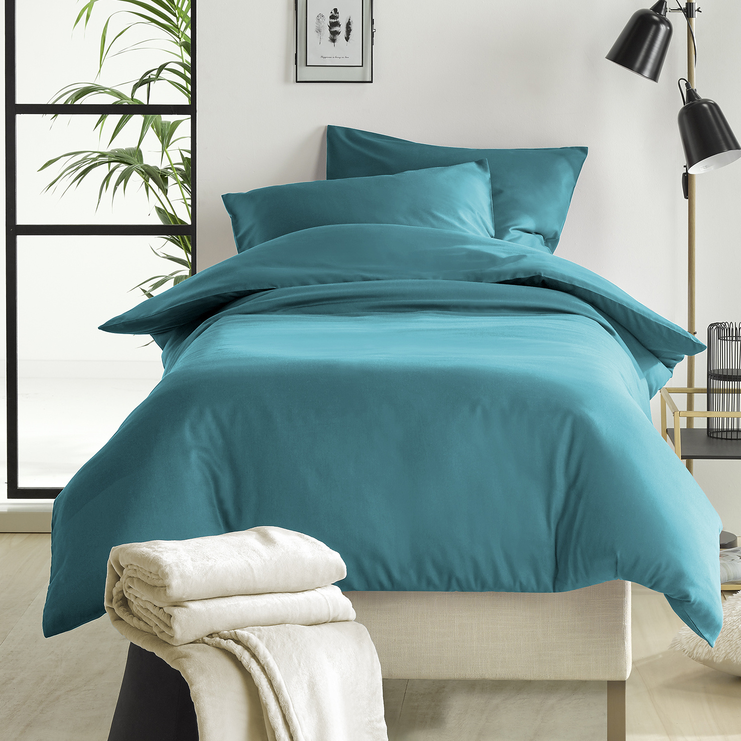 De Witte Lietaer Dekbedovertrek Katoen Satijn Olivia - Eenpersoons - 140 x 200/220 cm - Groen