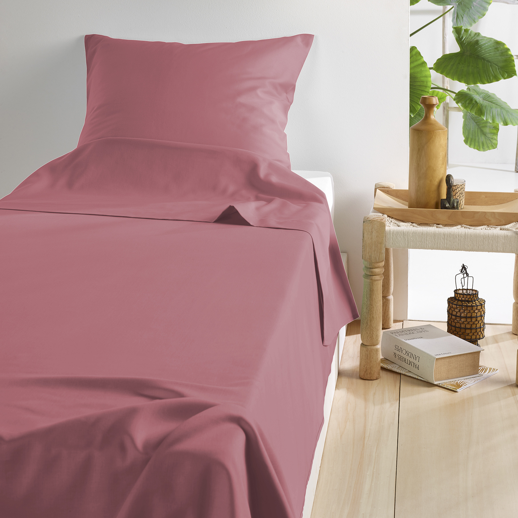 De Witte Lietaer Sheet set Olivia - Single - 180 x 280 cm - Pink - Satin cotton