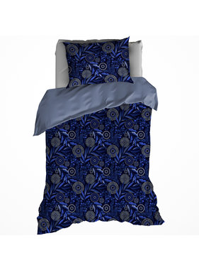 De Witte Lietaer Duvet cover Moonflower Cobalt Blue 140 x 200/220 cm Cotton Flannel