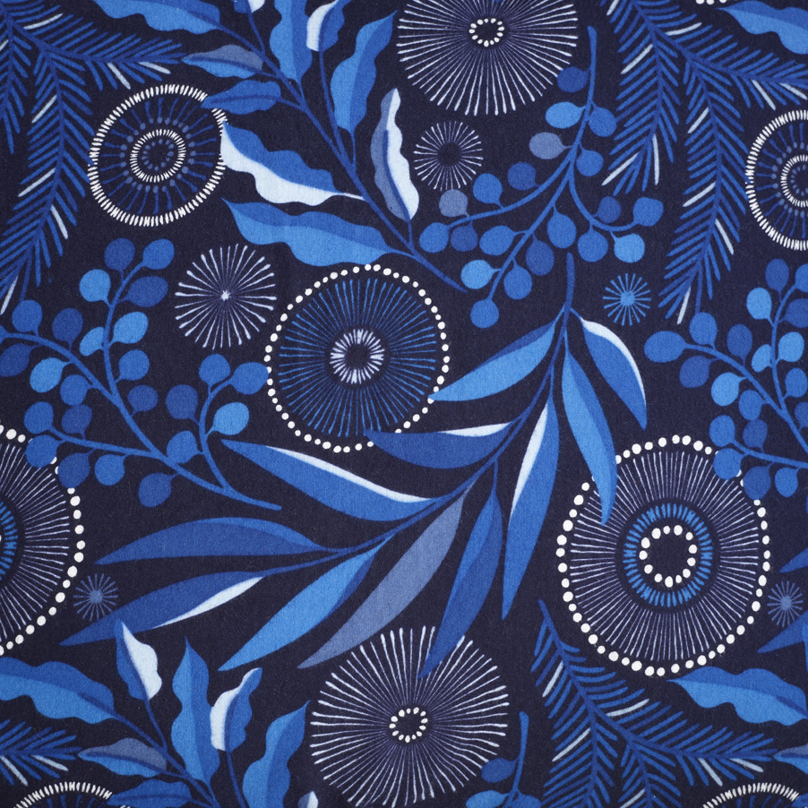 De Witte Lietaer Dekbedovertrek Moonflower Cobalt Blue - Eenpersoons - 140 x 200/220 cm - Katoen Flanel