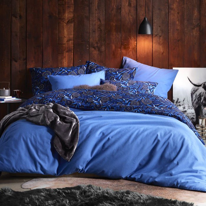 De Witte Lietaer Dekbedovertrek Moonflower Cobalt Blue - Eenpersoons - 140 x 200/220 cm - Katoen Flanel