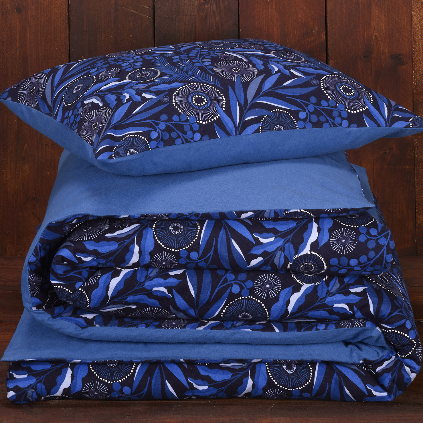 De Witte Lietaer Dekbedovertrek Moonflower Cobalt Blue - Eenpersoons - 140 x 200/220 cm - Katoen Flanel