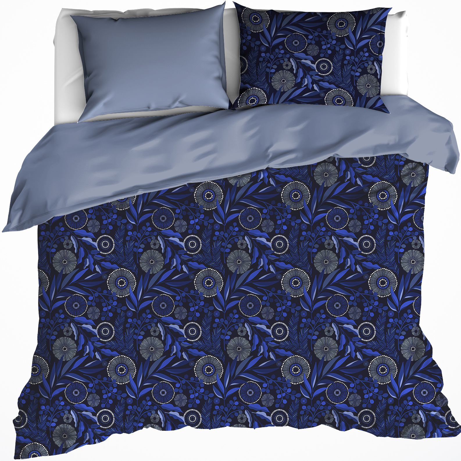 De Witte Lietaer Duvet cover Moonflower Cobalt Blue - Lits Jumeaux - 240 x 220 cm - Cotton Flannel