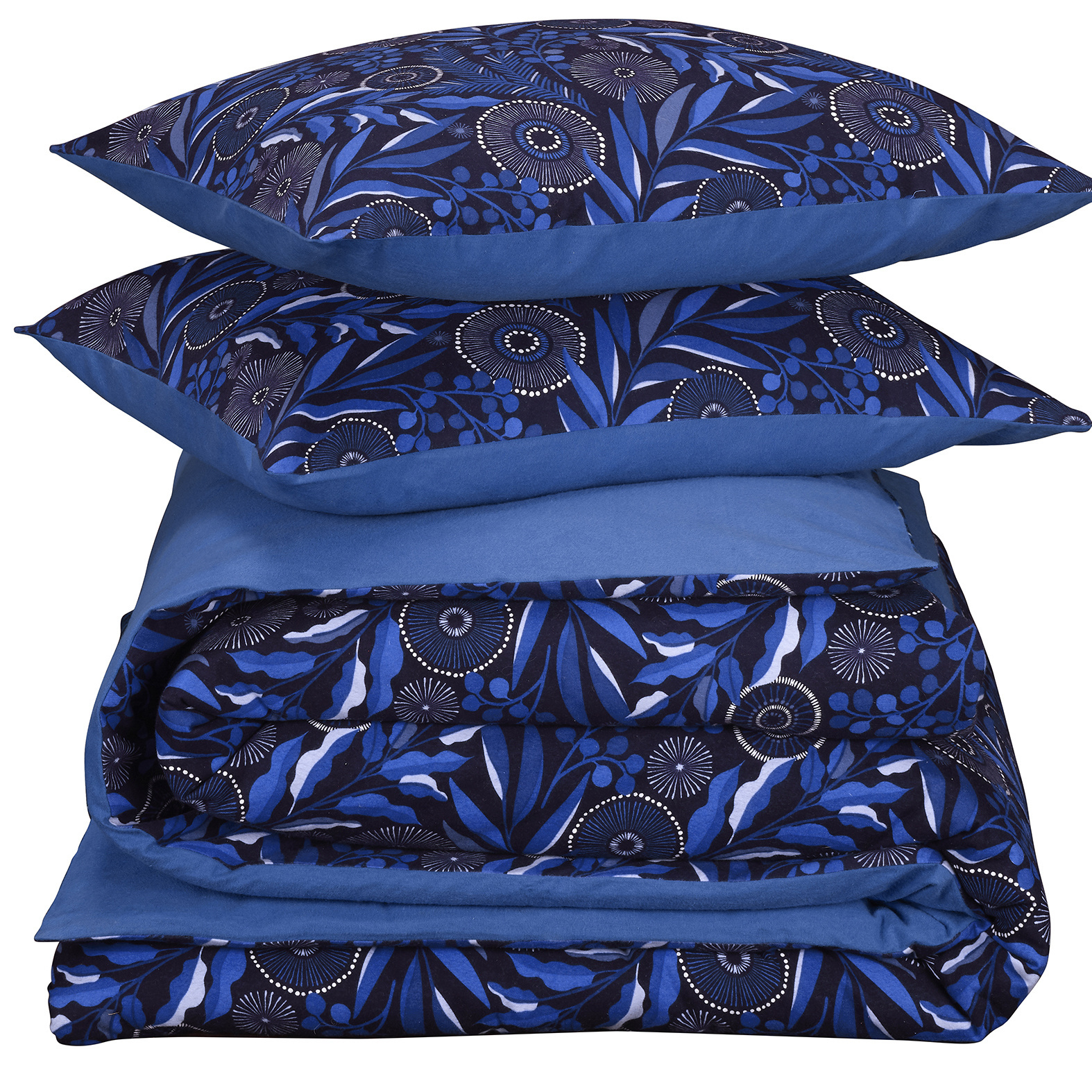 De Witte Lietaer Dekbedovertrek Moonflower Cobalt Blue - Lits Jumeaux - 240 x 220 cm - Katoen Flanel