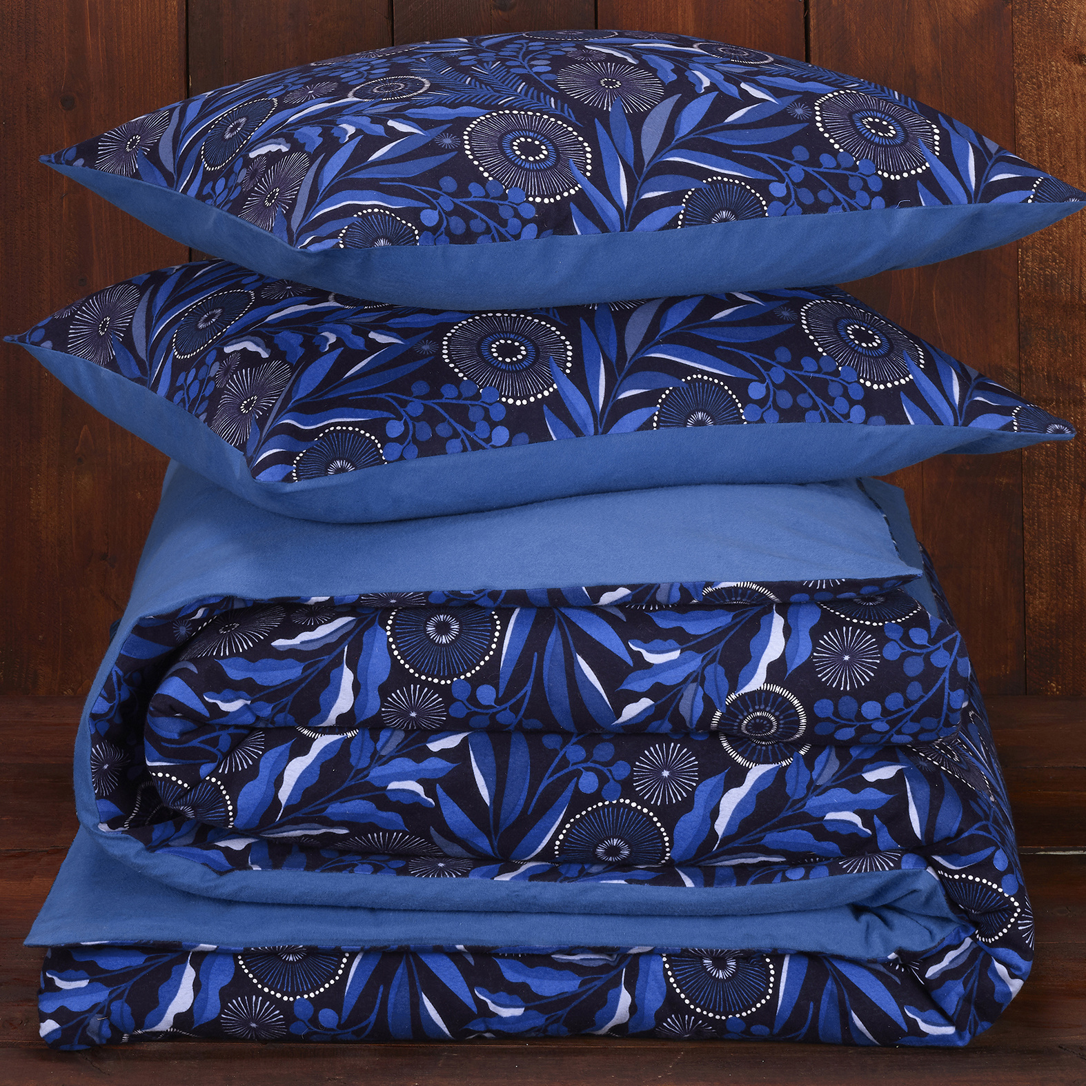 De Witte Lietaer Duvet cover Moonflower Cobalt Blue - Lits Jumeaux - 240 x 220 cm - Cotton Flannel