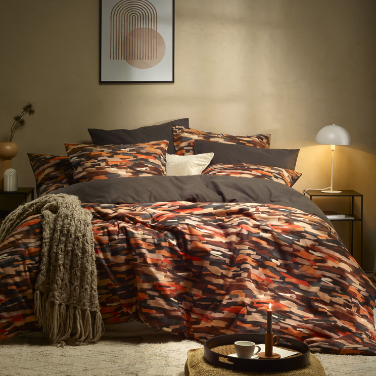 De Witte Lietaer Duvet cover Rothko Orange Rust - Double - 200 x 200/220 cm - Cotton Flannel