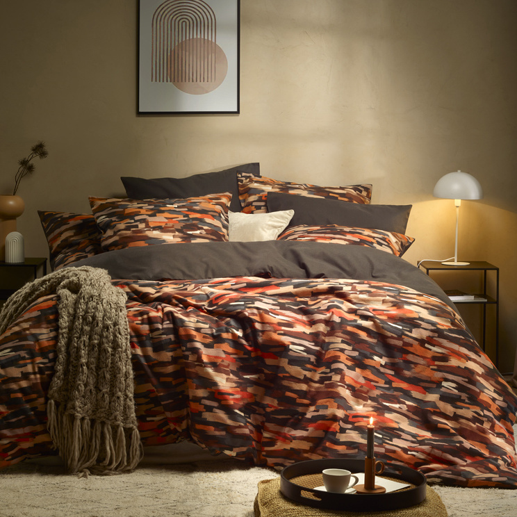 De Witte Lietaer Dekbedovertrek Rothko Orange Rust - Hotelmaat - 260 x 240 cm - Katoen Flanel
