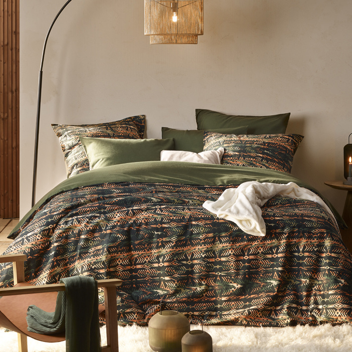 De Witte Lietaer Duvet cover Rufus Khaki - Single - 140 x 200/220 cm - Cotton Flannel