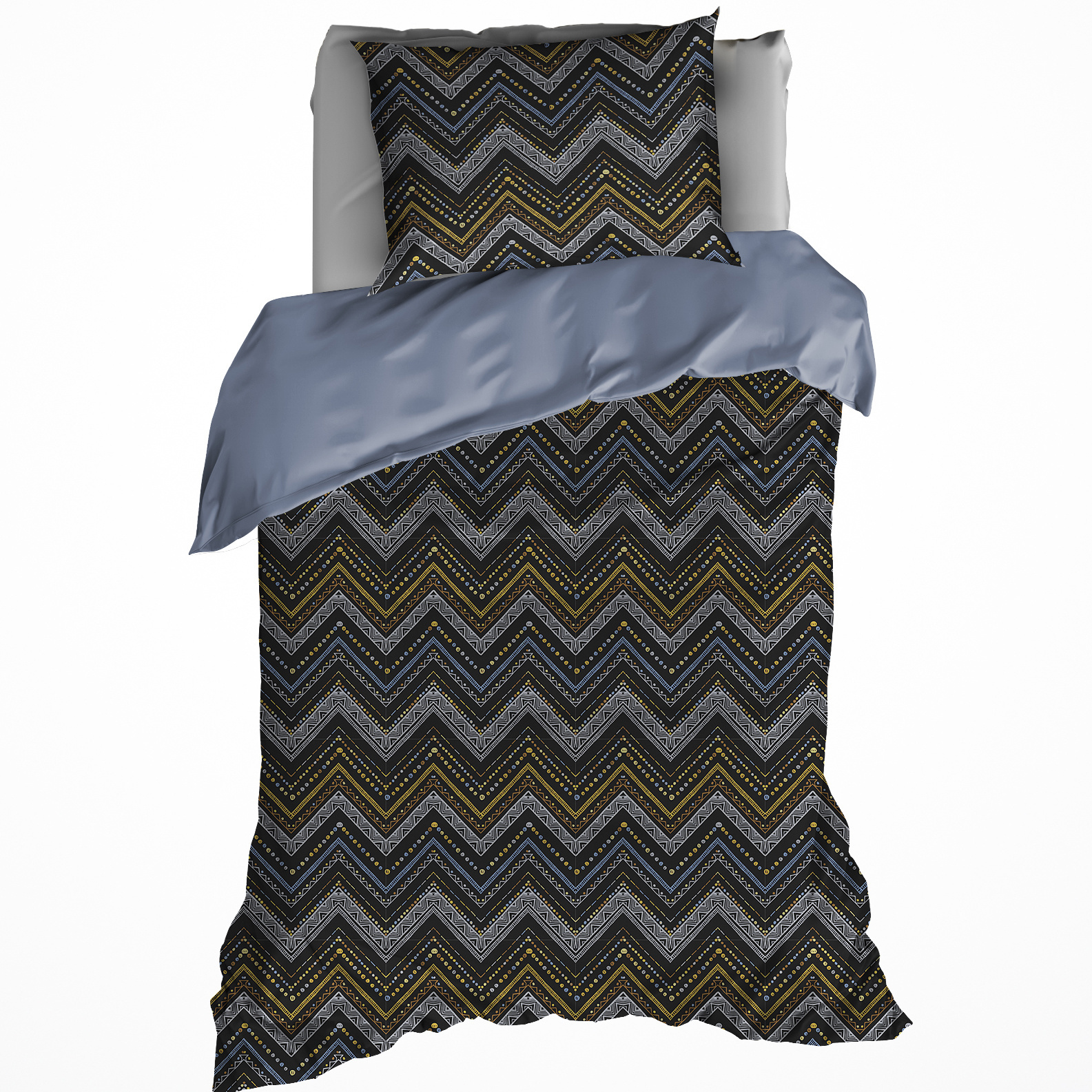 De Witte Lietaer Dekbedovertrek Sioux Blue Grey - Eenpersoons -  140 x 200/220 cm - Katoen Flanel