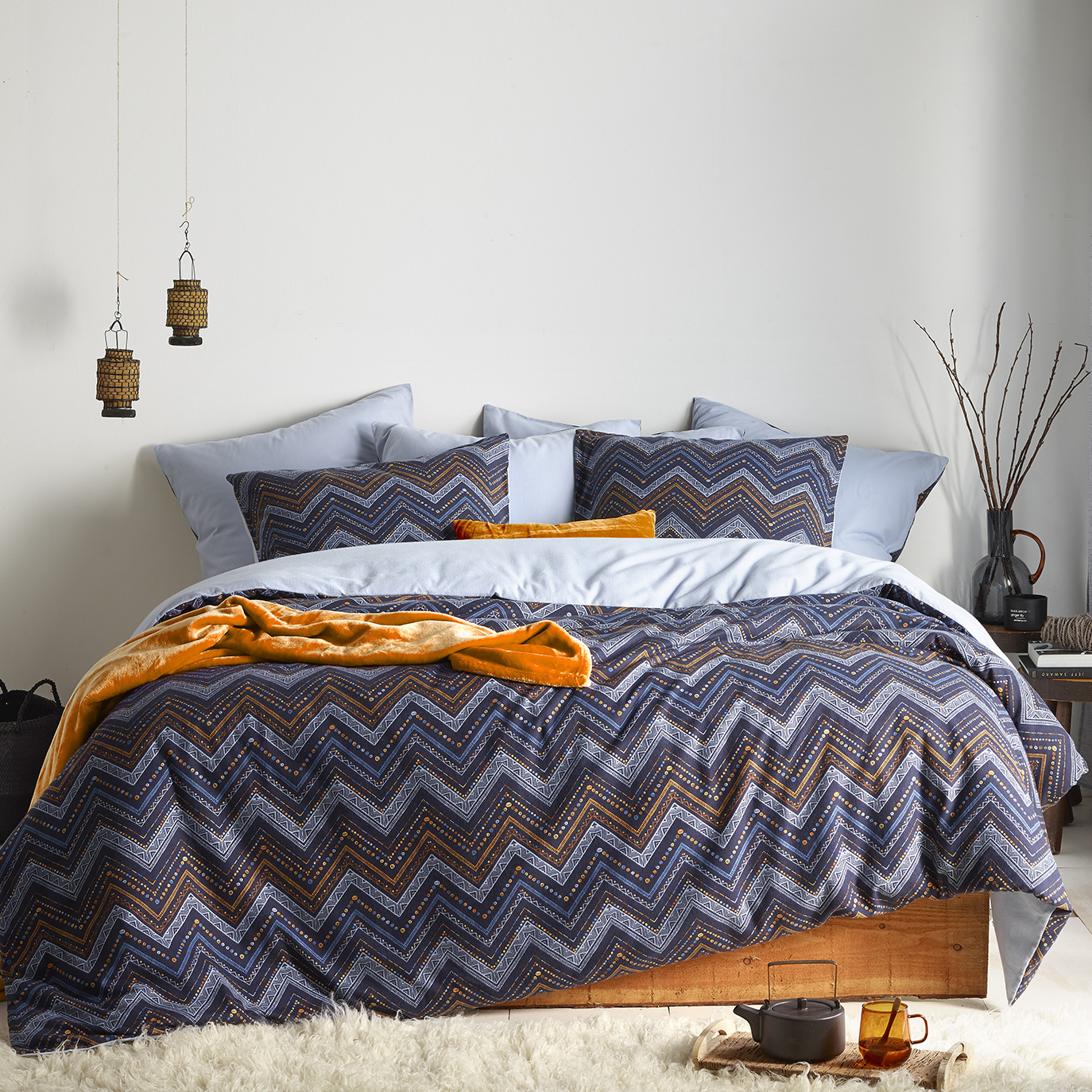 De Witte Lietaer Duvet cover Sioux Blue Gray - Double - 200 x 200/220 cm - Cotton Flannel