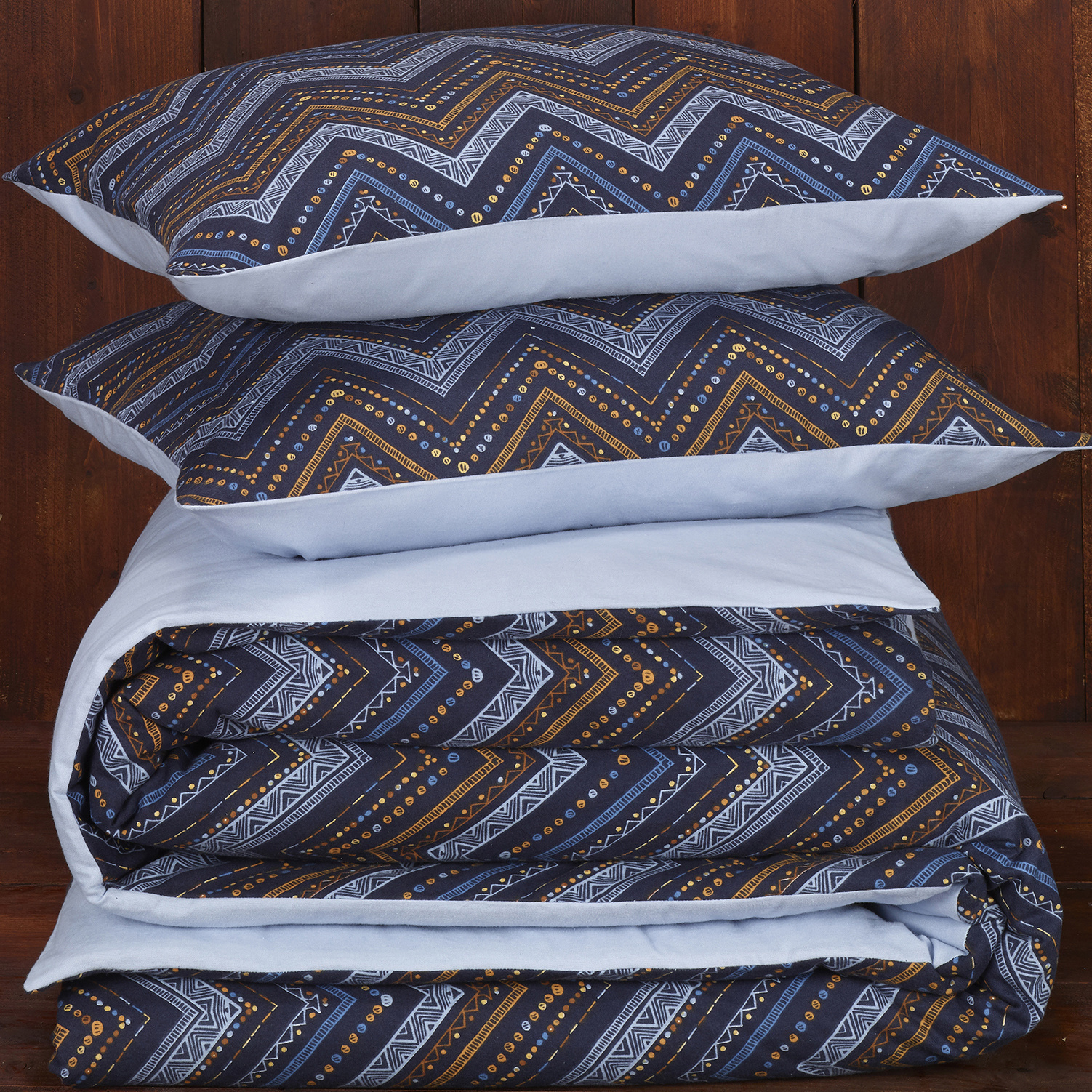 De Witte Lietaer Duvet cover Sioux Blue Gray - Double - 200 x 200/220 cm - Cotton Flannel