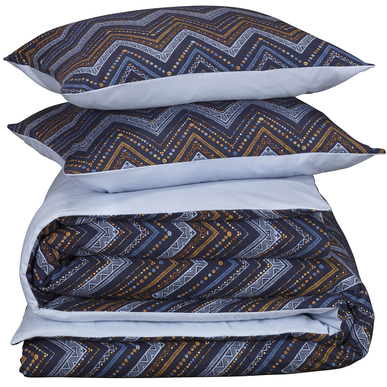 De Witte Lietaer Dekbedovertrek Sioux Blue Gray - Tweepersoons - 200 x 200/220 cm - Katoen Flanel