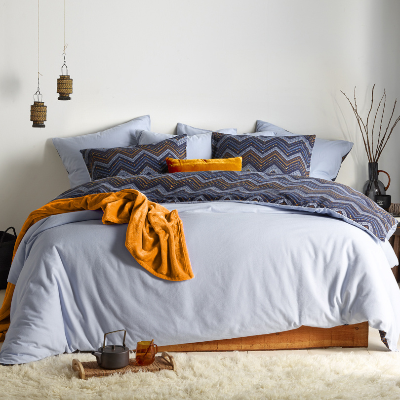 De Witte Lietaer Duvet cover Sioux Blue Gray - Hotel size - 260 x 240 cm - Cotton Flannel