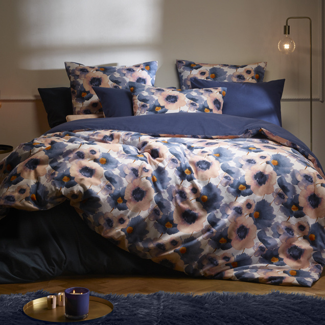 De Witte Lietaer Duvet cover Veronica Mood Indigo - Single - 140 x 200/220 cm - Cotton Flannel