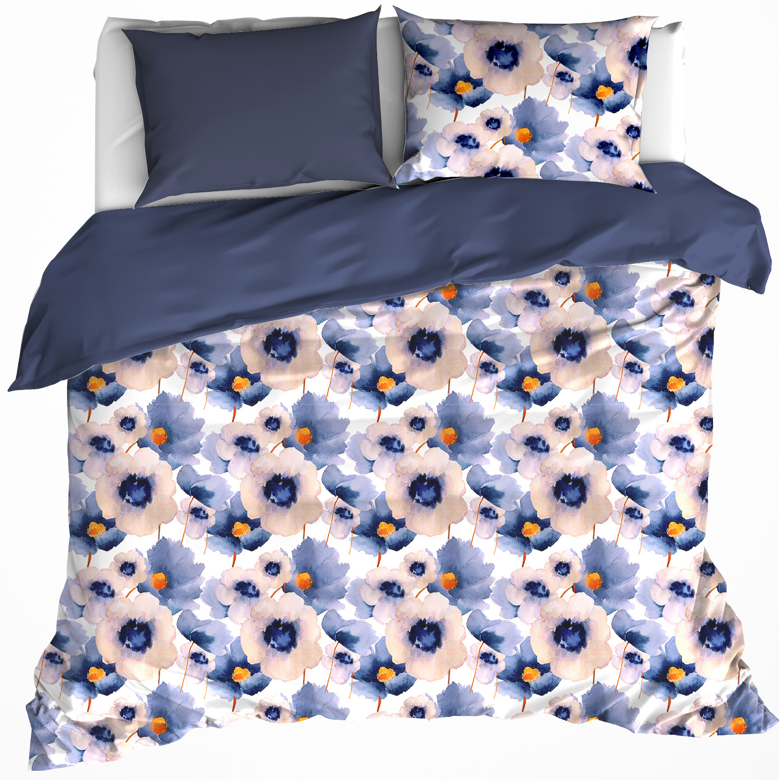 De Witte Lietaer Dekbedovertrek Veronica Mood Indigo - Tweepersoons - 200 x 200/220 cm - Katoen Flanel