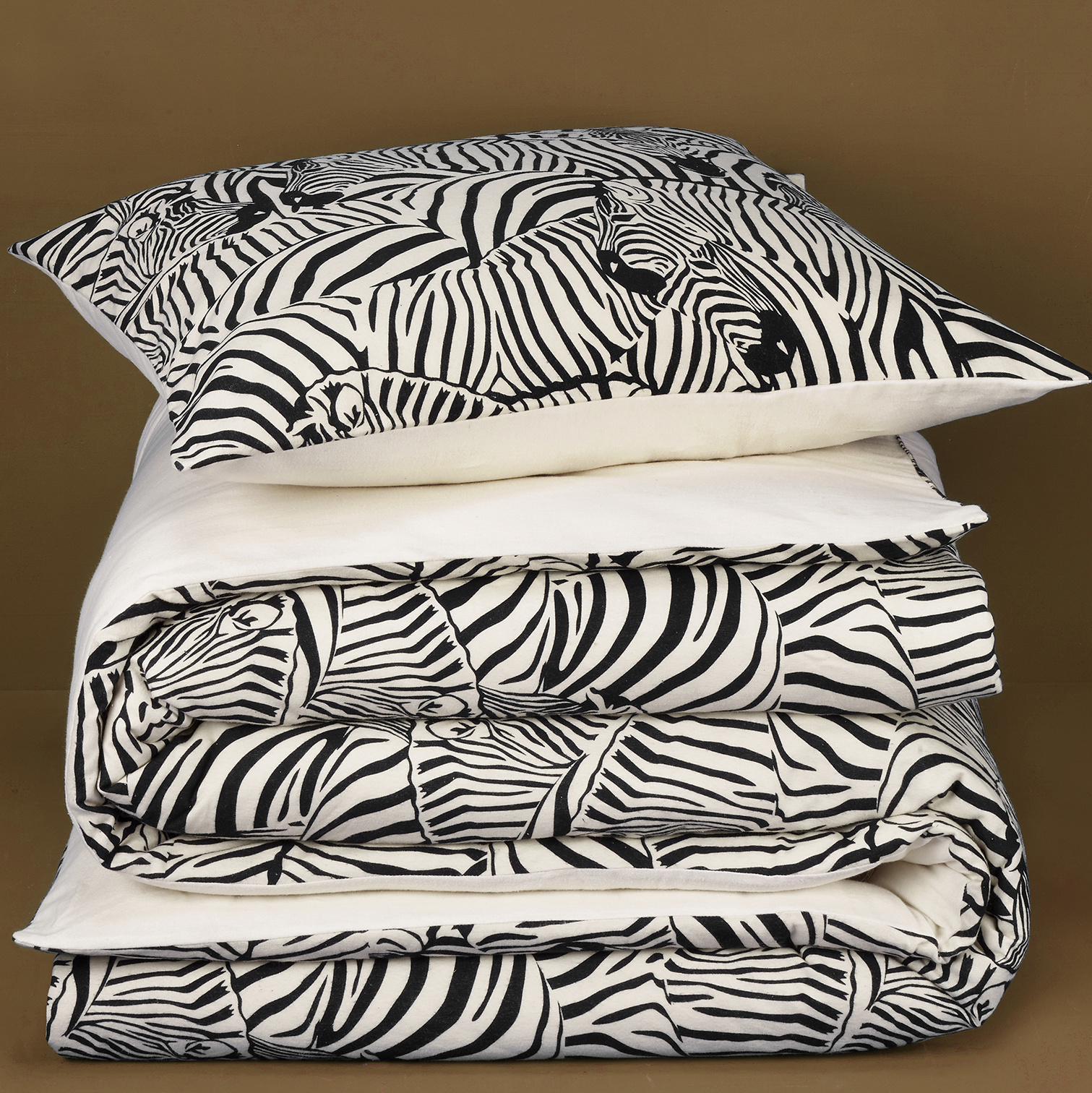 De Witte Lietaer Dekbedovertrek Zebra Cream - Eenpersoons -  140 x 200/220 cm - Katoen Flanel
