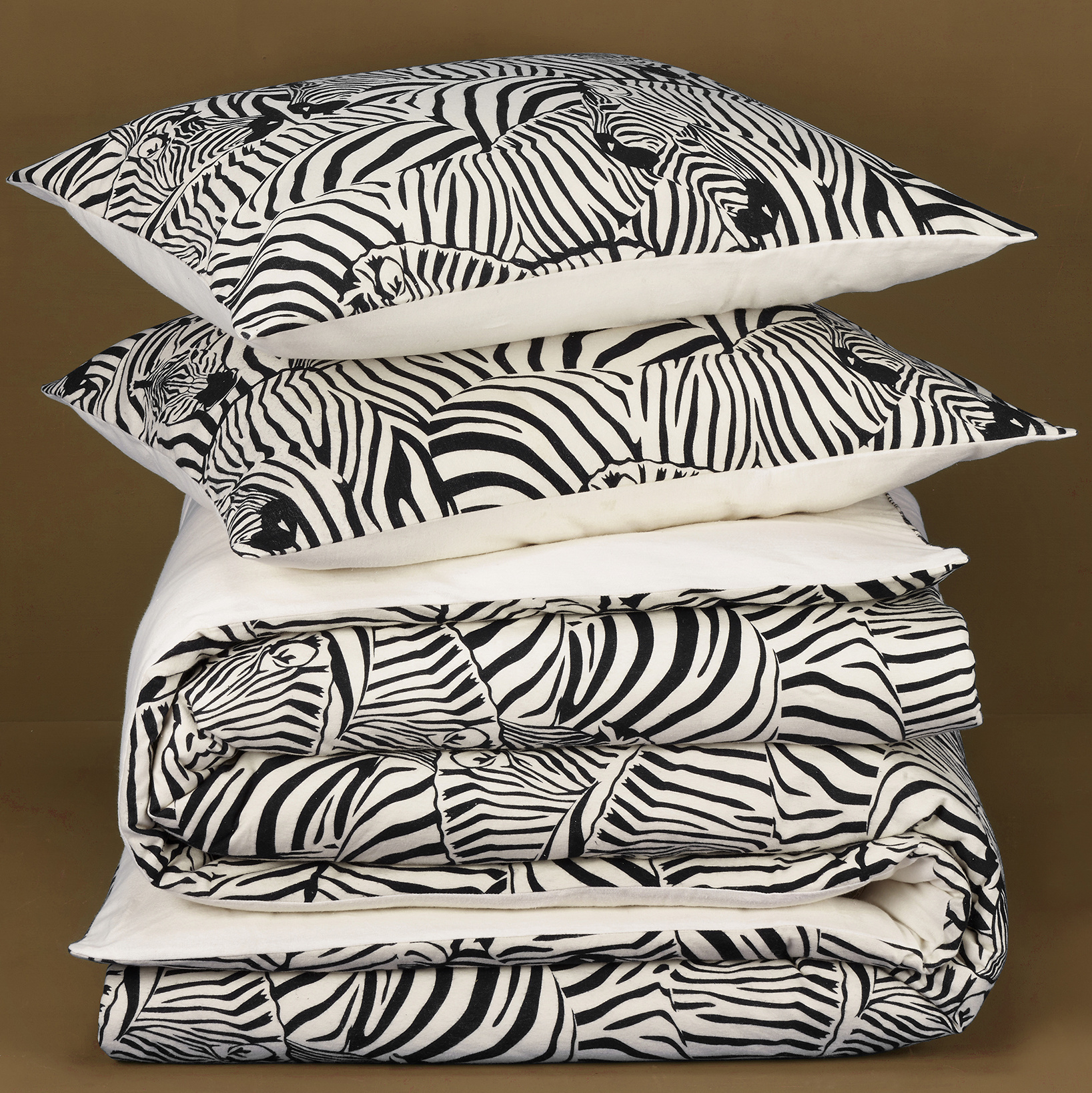 De Witte Lietaer Duvet cover Zebra Cream - Double - 200 x 200/220 cm - Cotton Flannel