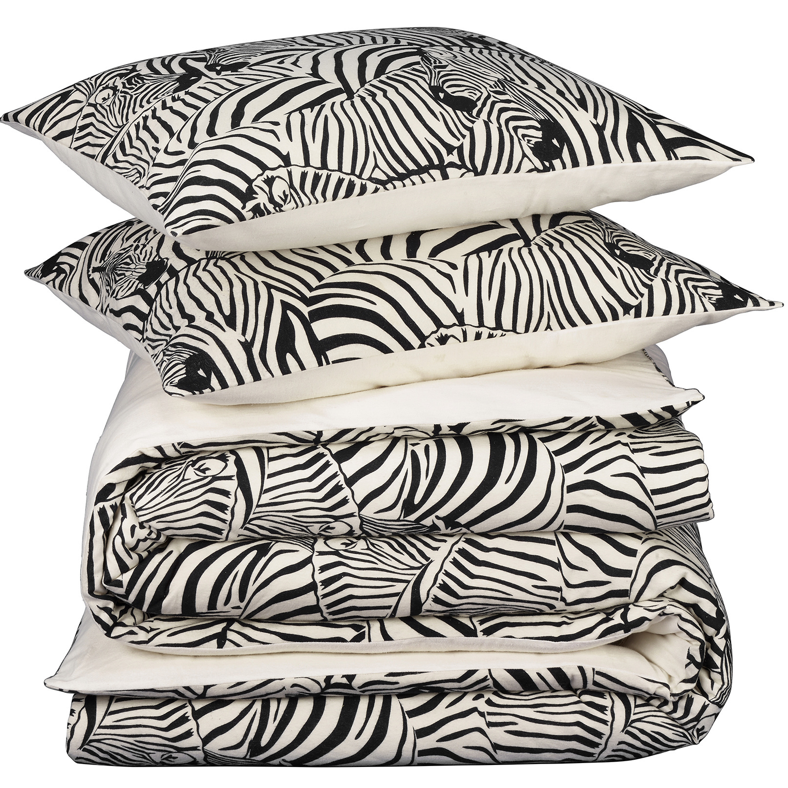 De Witte Lietaer Dekbedovertrek Zebra Cream - Tweepersoons - 200 x 200/220 cm - Katoen Flanel