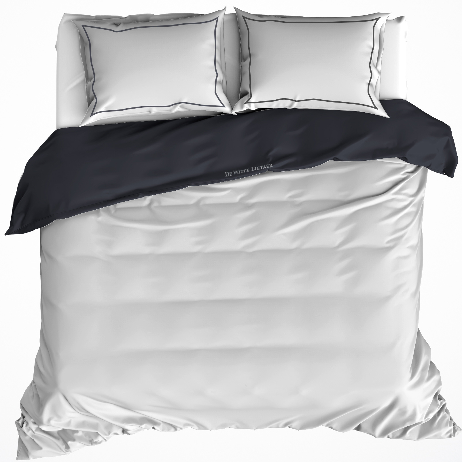 De Witte Lietaer Duvet cover Elegance Off White Ebony - Double - 200 x 200/220 cm - Cotton Satin