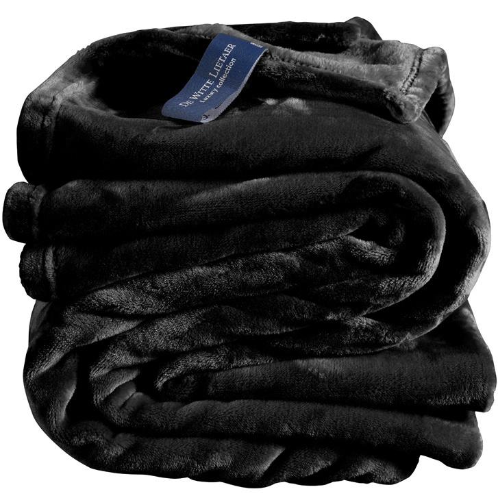 De Witte Lietaer Fleece blanket Cosy Black - 150 x 200 cm - Black