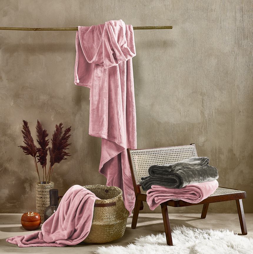 De Witte Lietaer Fleece blanket Cosy Dusty Rose - 150 x 200 cm - Pink