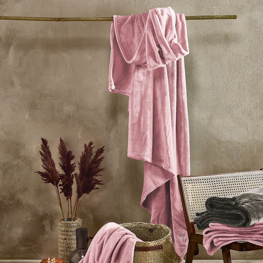 De Witte Lietaer Fleece deken Cosy Dusty Rose - 150 x 200 cm - Roze