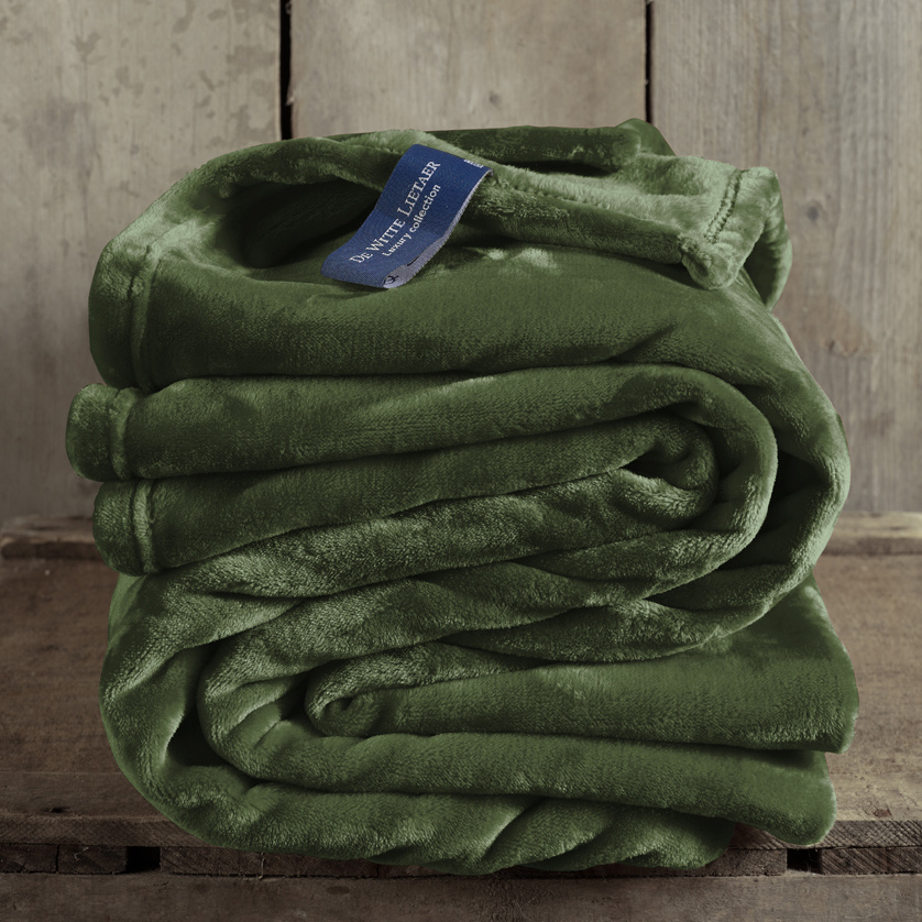 De Witte Lietaer Fleece blanket Cozy Khaki - 150 x 200 cm - Green