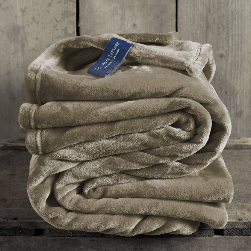 De Witte Lietaer Fleece blanket Cosy Taupe - 150 x 200 cm - Taupe