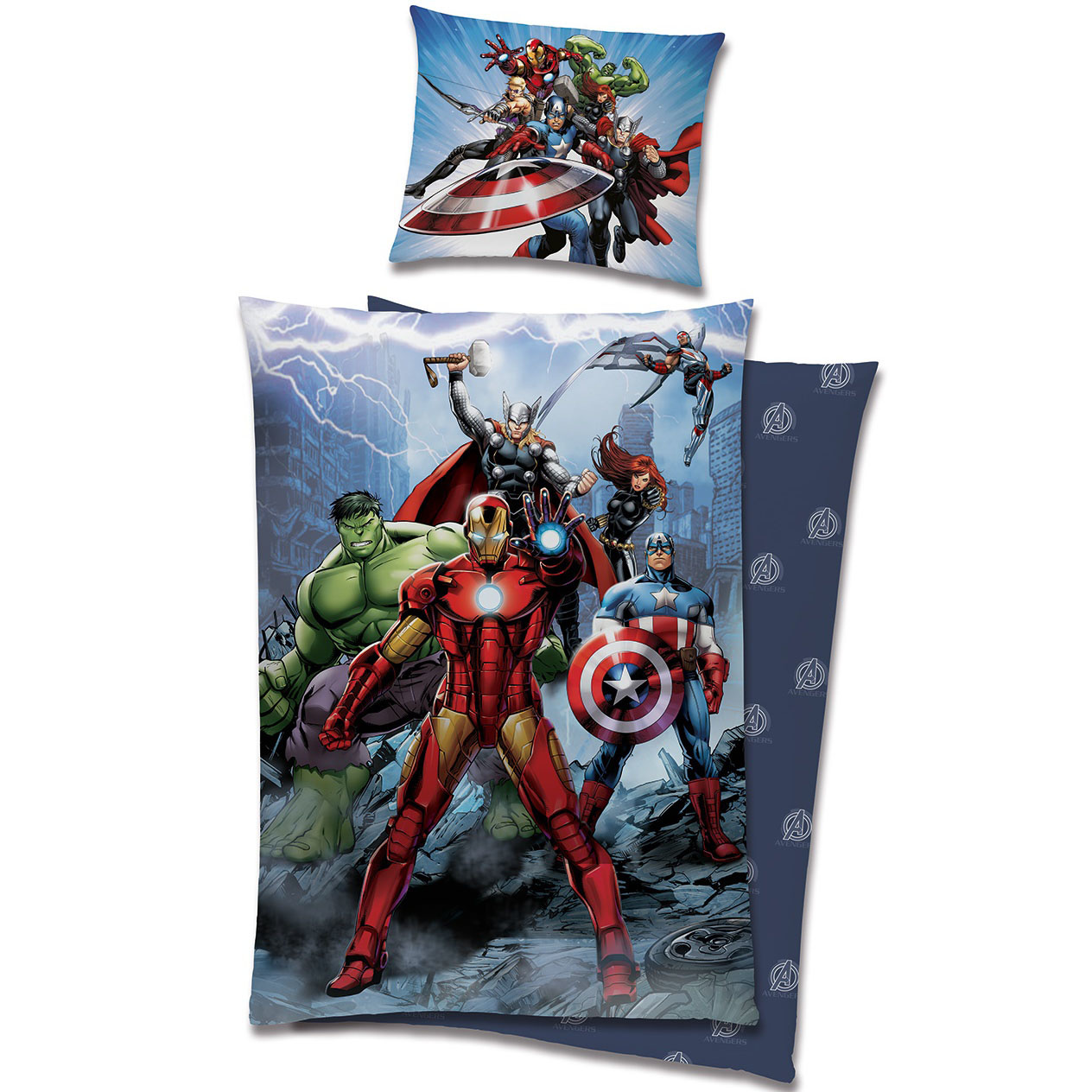 Marvel Avengers Dekbedovertrek Hero - Eenpersoons - 140  x 200 cm + 65 x 65 cm - Katoen