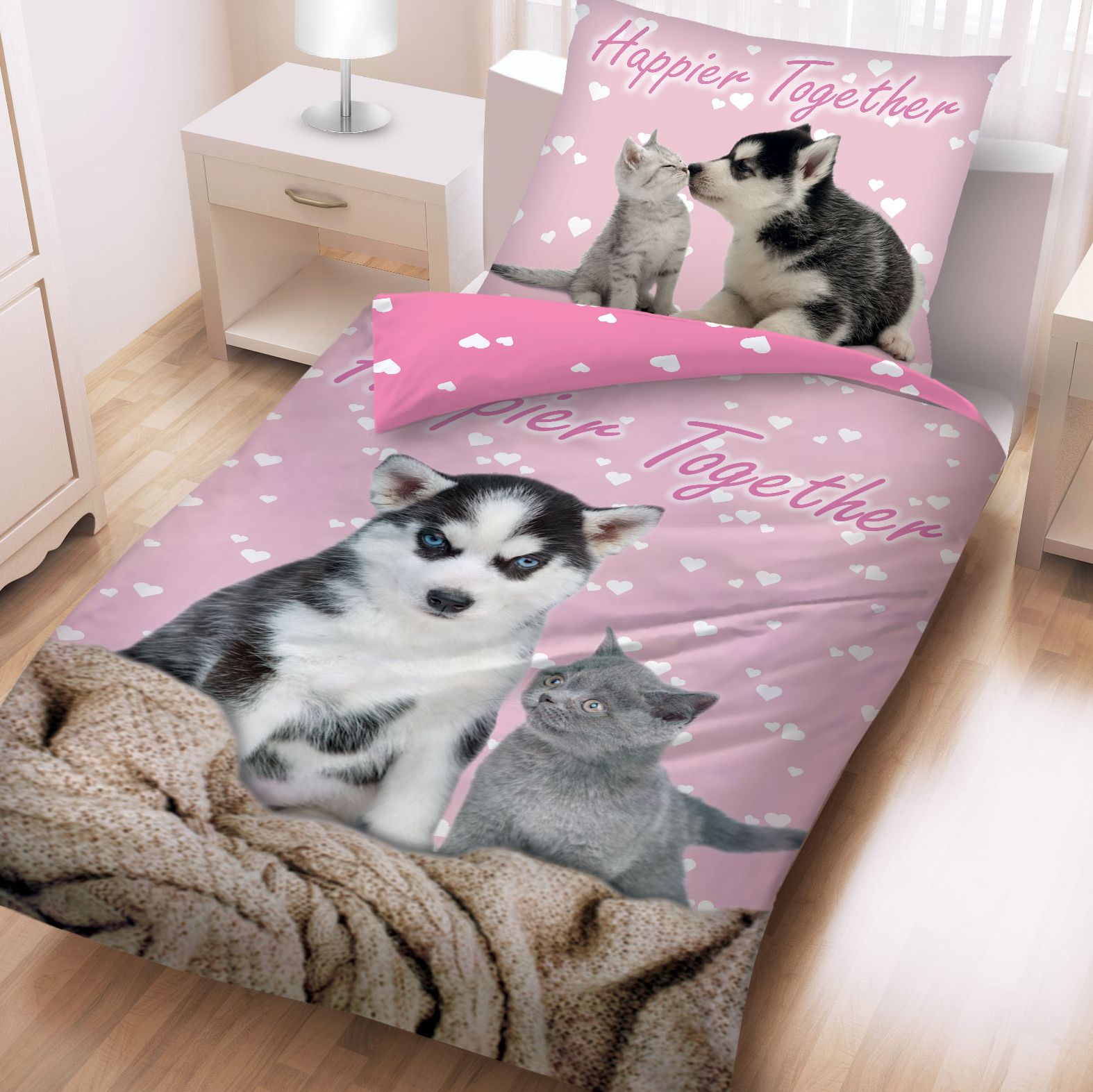 Animal Pictures Duvet cover HappierTogether - Single - 140 x 200 cm - Cotton