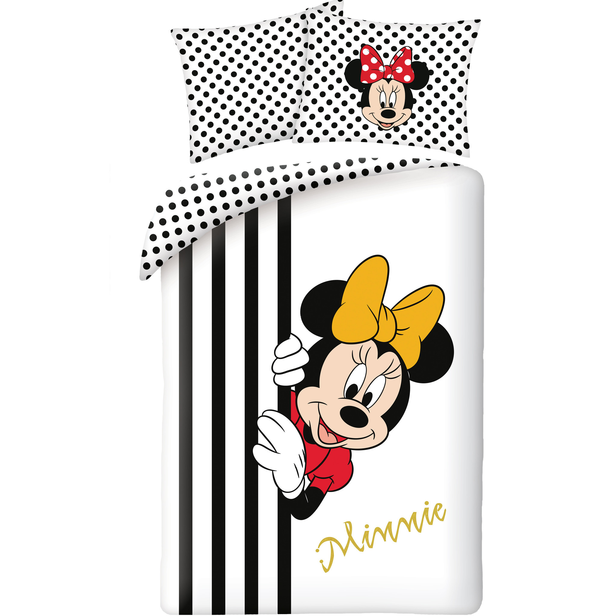 een Aardbei Cusco Disney Minnie Mouse Dekbedovertrek 140 x 200 cm + 70 x 90 cm Katoen -  Merchandise Fever BV