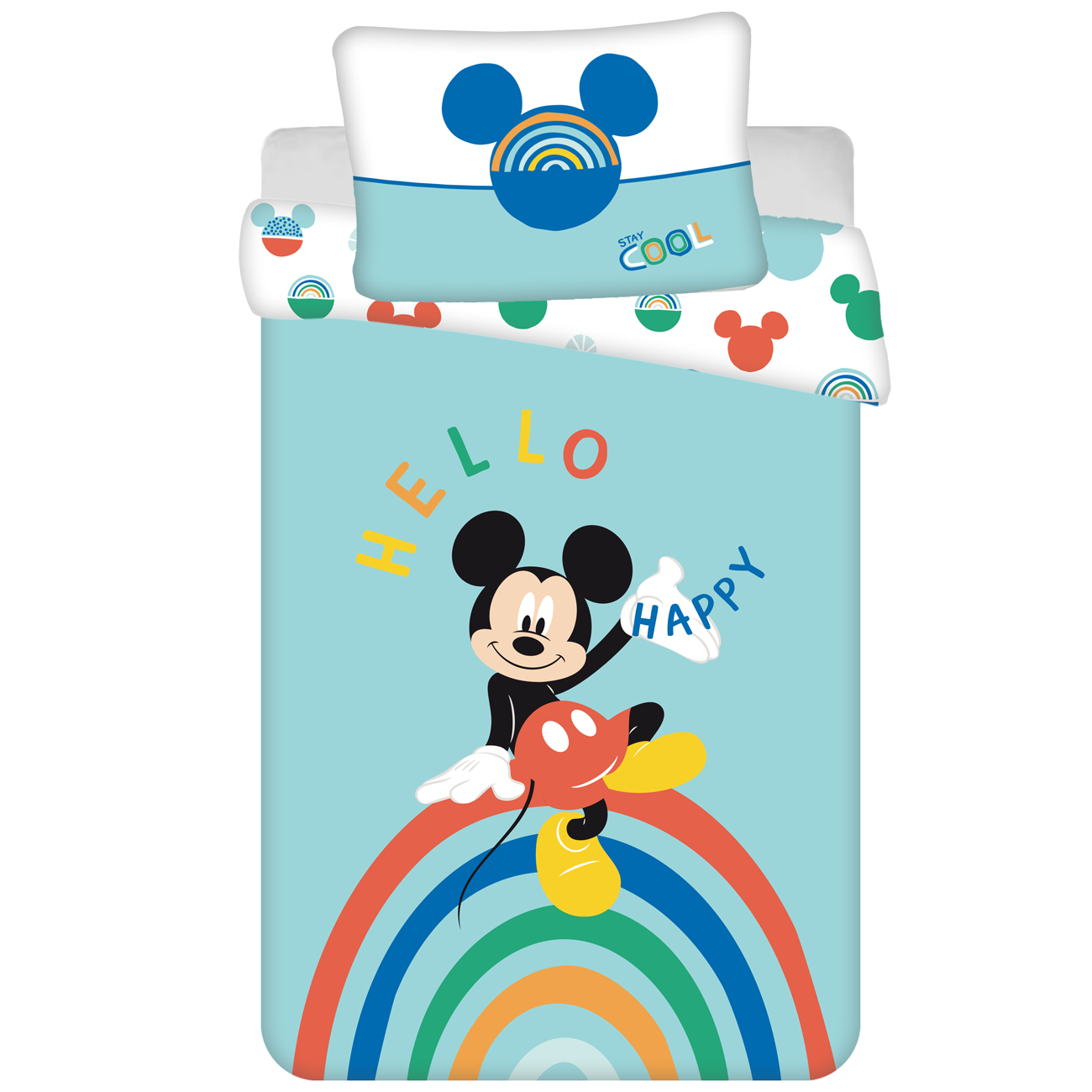 Disney Mickey Mouse BABY Dekbedovertrek Regenboog - 100 x 135 cm - Katoen