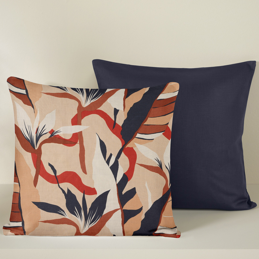 De Witte Lietaer Throw Pillowcase Set Junglecat Dress Blues - 40 x 40 cm - Satin Cotton