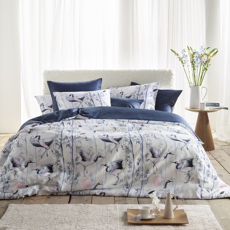 De Witte Lietaer Dekbedovertrek Mont Blanc Majolica Blue - Tweepersoons - 200 x 200/220 cm - Katoen Satijn