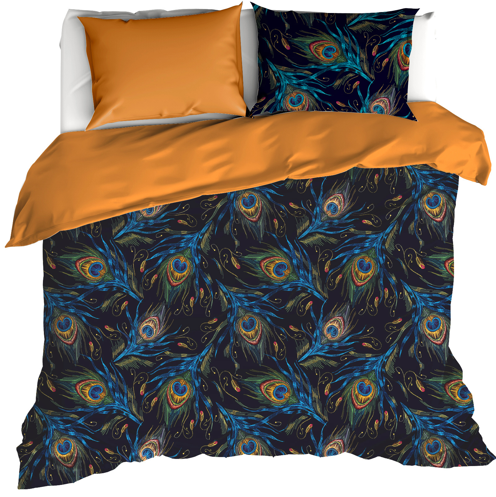 De Witte Lietaer Duvet cover Peafowl Thai Curry - Lits Jumeaux - 240 x 220 cm - Cotton Satin