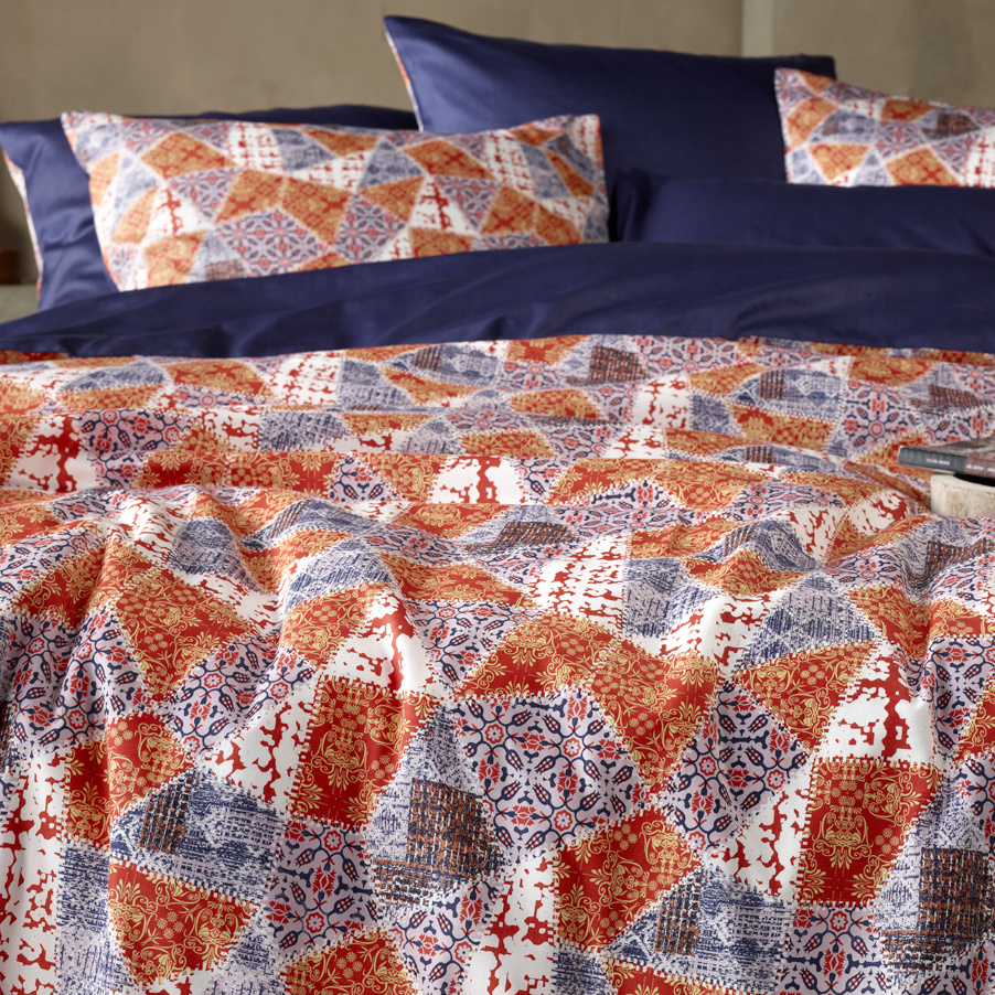 De Witte Lietaer Dekbedovertrek Quilt Blue Ribbon - Lits Jumeaux - 240 x 220 cm - Katoen Satijn