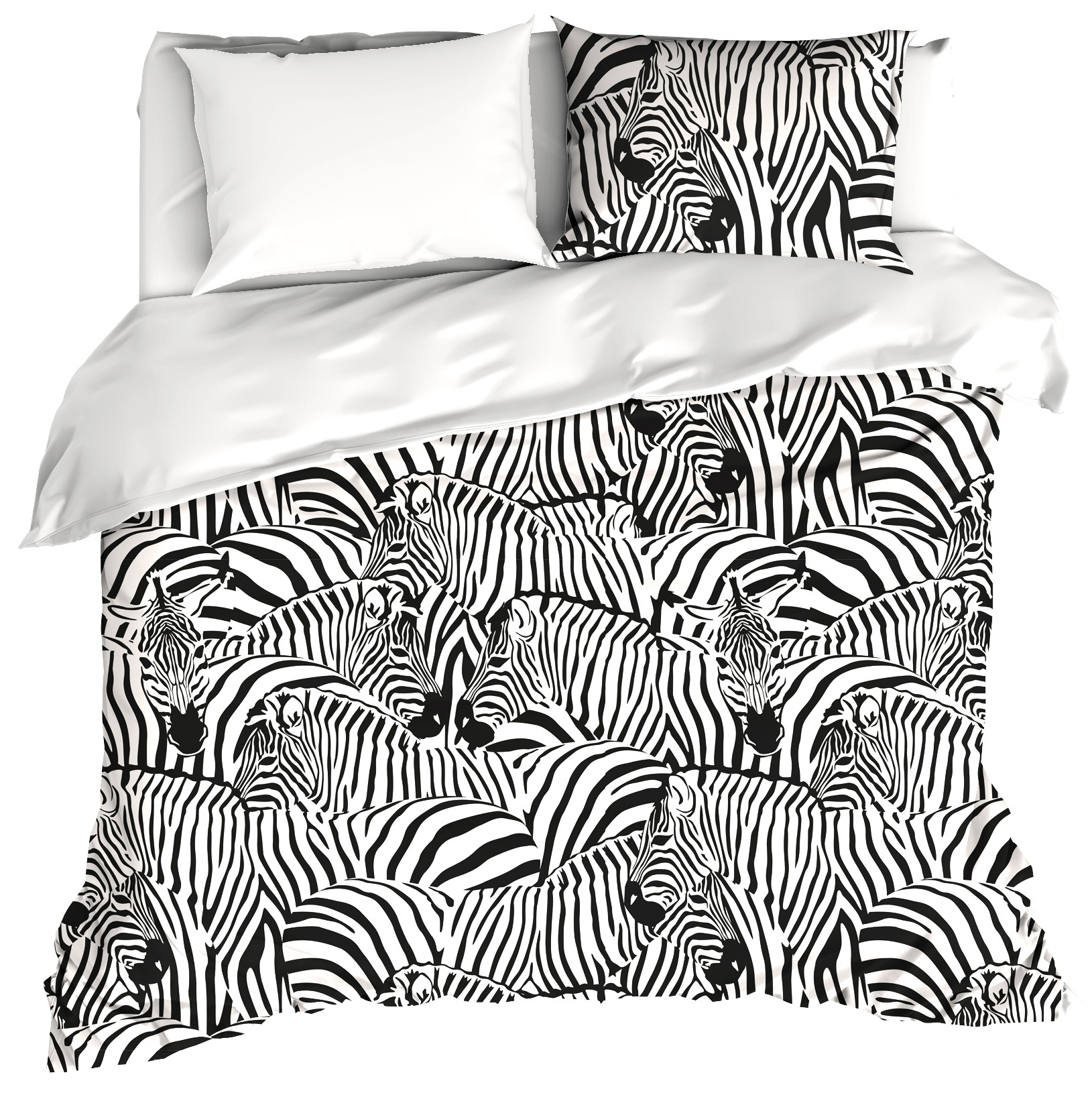 De Witte Lietaer Dekbedovertrek Zebra Eggshell - Tweepersoons - 200 x 200/220 cm - Katoen Satijn