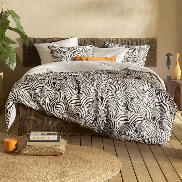 De Witte Lietaer Dekbedovertrek Zebra Eggshell - Lits Jumeaux - 240 x 220 cm - Katoen Satijn