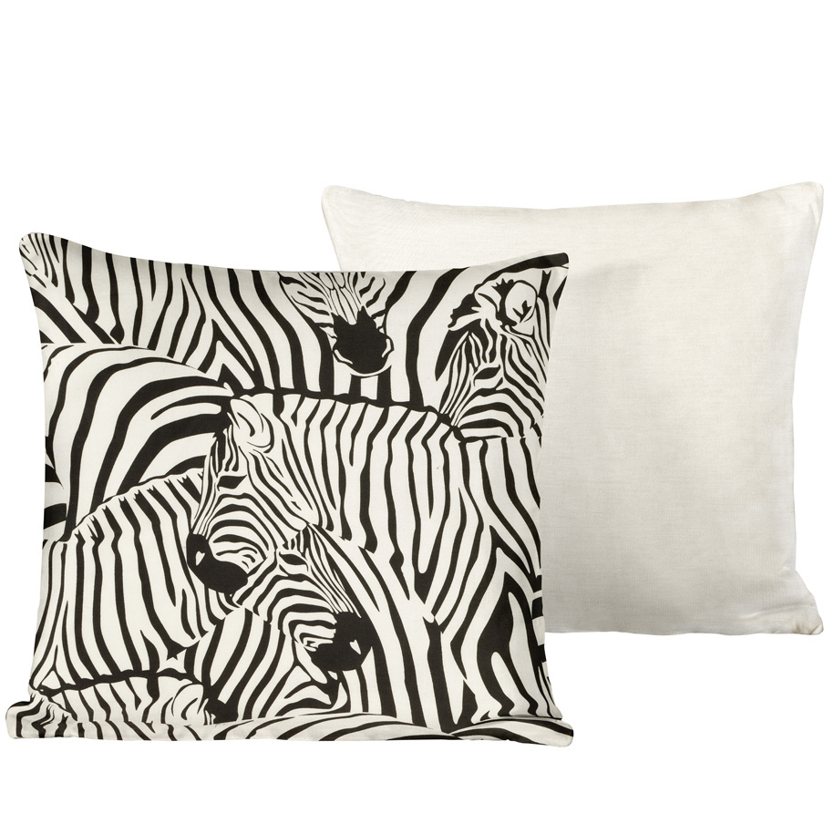 De Witte Lietaer Sierkussensloop Set Zebra Eggshell - 40 x 40 cm - Satijn Katoen