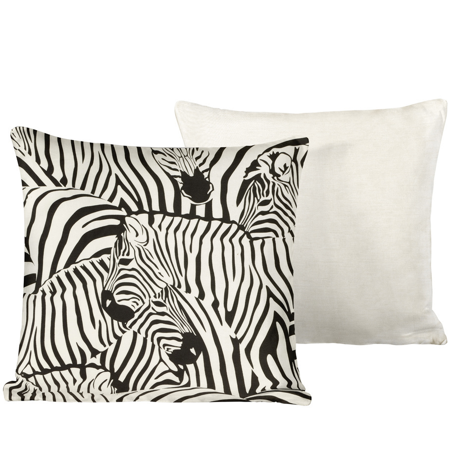 De Witte Lietaer Throw Pillowcase Set Zebra Eggshell - 40 x 40 cm - Satin Cotton