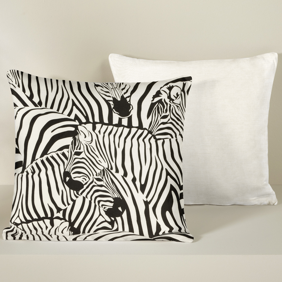 De Witte Lietaer Throw Pillowcase Set Zebra Eggshell - 40 x 40 cm - Satin Cotton