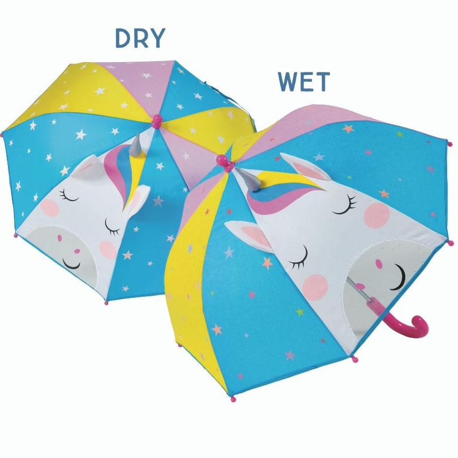 Floss & Rock Umbrella, Unicorn 3D - 54 cm x 60 cm - Changes color!