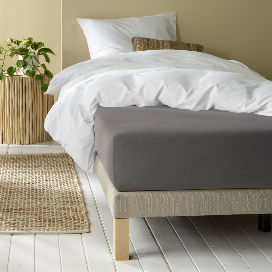 Moodit Fitted sheet Alina Grey - 160 x 200 cm - Cotton Jersey