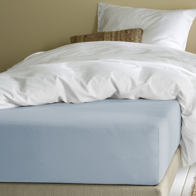 Moodit Fitted sheet Alina Stone Blue - 140 x 200 cm - Cotton Jersey