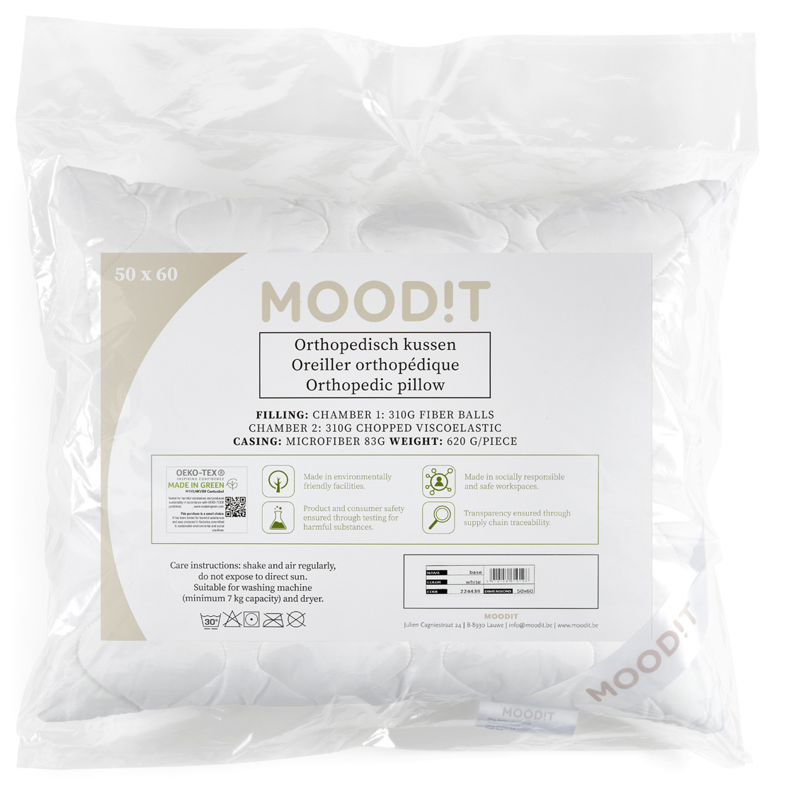 Moodit Moodid Orthopedisch kussen wit 50x60 cm