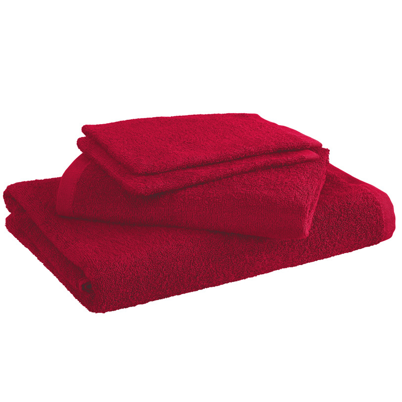 Moodit Badlinnen Troy Deep Red - 2 washandjes + 1 handdoek + 1 douchelaken