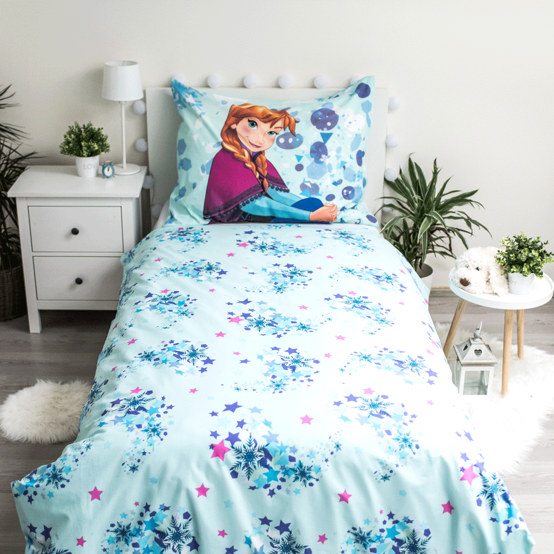 Disney Frozen Dekbedovertrek, Sisters Glow in the Dark - Eenpersoons - 140 x 200 cm - Katoen